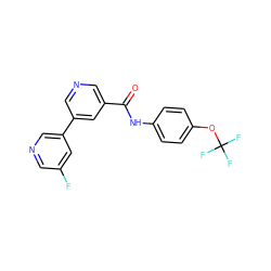 O=C(Nc1ccc(OC(F)(F)F)cc1)c1cncc(-c2cncc(F)c2)c1 ZINC000205909014