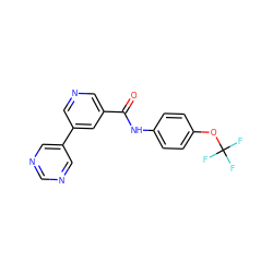 O=C(Nc1ccc(OC(F)(F)F)cc1)c1cncc(-c2cncnc2)c1 ZINC000205954685