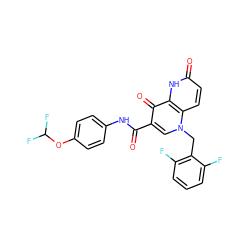 O=C(Nc1ccc(OC(F)F)cc1)c1cn(Cc2c(F)cccc2F)c2ccc(=O)[nH]c2c1=O ZINC000073169371