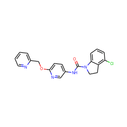 O=C(Nc1ccc(OCc2ccccn2)nc1)N1CCc2c(Cl)cccc21 ZINC000029485243