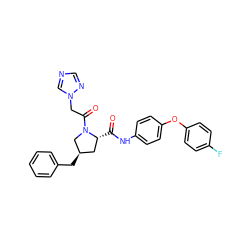 O=C(Nc1ccc(Oc2ccc(F)cc2)cc1)[C@@H]1C[C@@H](Cc2ccccc2)CN1C(=O)Cn1cncn1 ZINC000084596901