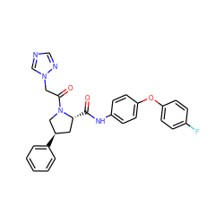 O=C(Nc1ccc(Oc2ccc(F)cc2)cc1)[C@@H]1C[C@@H](c2ccccc2)CN1C(=O)Cn1cncn1 ZINC000084596900