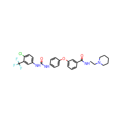 O=C(Nc1ccc(Oc2cccc(C(=O)NCCN3CCCCC3)c2)cc1)Nc1ccc(Cl)c(C(F)(F)F)c1 ZINC000027880302