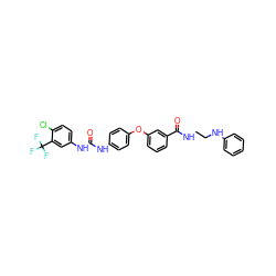 O=C(Nc1ccc(Oc2cccc(C(=O)NCCNc3ccccc3)c2)cc1)Nc1ccc(Cl)c(C(F)(F)F)c1 ZINC000027876040