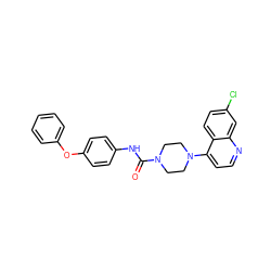 O=C(Nc1ccc(Oc2ccccc2)cc1)N1CCN(c2ccnc3cc(Cl)ccc23)CC1 ZINC000013528839