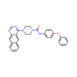 O=C(Nc1ccc(Oc2ccccc2)cc1)N1CCN(c2ncnc3cc4ccccc4cc23)CC1 ZINC000013528788