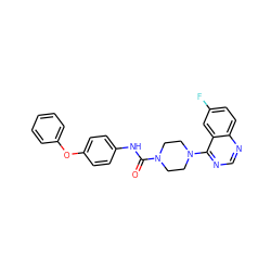 O=C(Nc1ccc(Oc2ccccc2)cc1)N1CCN(c2ncnc3ccc(F)cc23)CC1 ZINC000013538337