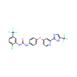 O=C(Nc1ccc(Oc2ccnc(-c3ncc(C(F)(F)F)[nH]3)c2)cc1)Nc1cc(C(F)(F)F)ccc1Cl ZINC000084653248