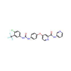 O=C(Nc1ccc(Oc2ccnc(C(=O)Nc3cccnc3)c2)cc1)Nc1ccc(Cl)c(C(F)(F)F)c1 ZINC000042852087