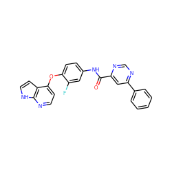 O=C(Nc1ccc(Oc2ccnc3[nH]ccc23)c(F)c1)c1cc(-c2ccccc2)ncn1 ZINC000653725360