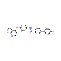 O=C(Nc1ccc(Oc2ccnc3[nH]ccc23)c(F)c1)c1ccc(-c2ccc(F)cc2F)cn1 ZINC000653766264