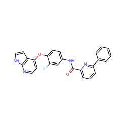 O=C(Nc1ccc(Oc2ccnc3[nH]ccc23)c(F)c1)c1cccc(-c2ccccc2)n1 ZINC000040845711