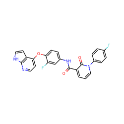 O=C(Nc1ccc(Oc2ccnc3[nH]ccc23)c(F)c1)c1cccn(-c2ccc(F)cc2)c1=O ZINC000020148998