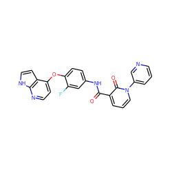 O=C(Nc1ccc(Oc2ccnc3[nH]ccc23)c(F)c1)c1cccn(-c2cccnc2)c1=O ZINC000040836411