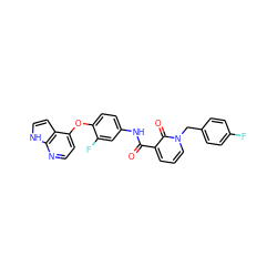 O=C(Nc1ccc(Oc2ccnc3[nH]ccc23)c(F)c1)c1cccn(Cc2ccc(F)cc2)c1=O ZINC000040835476