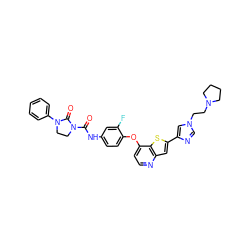 O=C(Nc1ccc(Oc2ccnc3cc(-c4cn(CCN5CCCC5)cn4)sc23)c(F)c1)N1CCN(c2ccccc2)C1=O ZINC000042808256