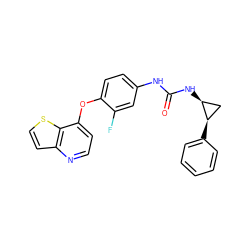 O=C(Nc1ccc(Oc2ccnc3ccsc23)c(F)c1)N[C@H]1C[C@H]1c1ccccc1 ZINC000035860738