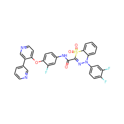 O=C(Nc1ccc(Oc2ccncc2-c2cccnc2)c(F)c1)C1=NN(c2ccc(F)c(F)c2)c2ccccc2S1(=O)=O ZINC001772581393