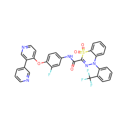 O=C(Nc1ccc(Oc2ccncc2-c2cccnc2)c(F)c1)C1=NN(c2ccccc2C(F)(F)F)c2ccccc2S1(=O)=O ZINC001772619107