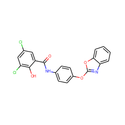 O=C(Nc1ccc(Oc2nc3ccccc3o2)cc1)c1cc(Cl)cc(Cl)c1O ZINC000095541803