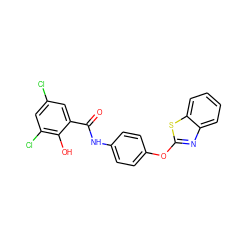 O=C(Nc1ccc(Oc2nc3ccccc3s2)cc1)c1cc(Cl)cc(Cl)c1O ZINC000095610681