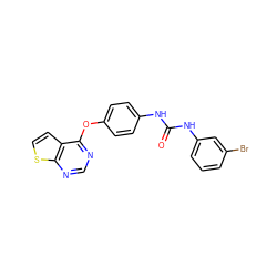 O=C(Nc1ccc(Oc2ncnc3sccc23)cc1)Nc1cccc(Br)c1 ZINC000473145356