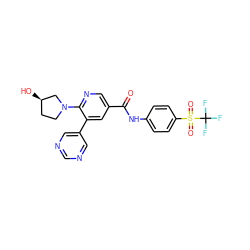 O=C(Nc1ccc(S(=O)(=O)C(F)(F)F)cc1)c1cnc(N2CC[C@@H](O)C2)c(-c2cncnc2)c1 ZINC001772599883