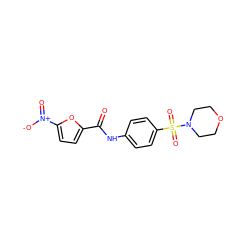 O=C(Nc1ccc(S(=O)(=O)N2CCOCC2)cc1)c1ccc([N+](=O)[O-])o1 ZINC000003168689