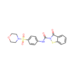 O=C(Nc1ccc(S(=O)(=O)N2CCOCC2)cc1)n1sc2ccccc2c1=O ZINC000169311133