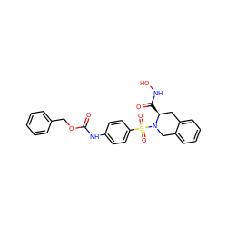 O=C(Nc1ccc(S(=O)(=O)N2Cc3ccccc3C[C@@H]2C(=O)NO)cc1)OCc1ccccc1 ZINC000013797771