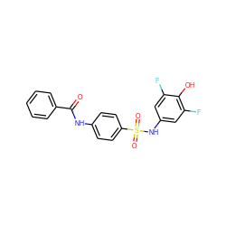 O=C(Nc1ccc(S(=O)(=O)Nc2cc(F)c(O)c(F)c2)cc1)c1ccccc1 ZINC000064454376