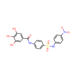 O=C(Nc1ccc(S(=O)(=O)Nc2ccc([N+](=O)[O-])cc2)cc1)c1cc(O)c(O)c(O)c1 ZINC000042989847