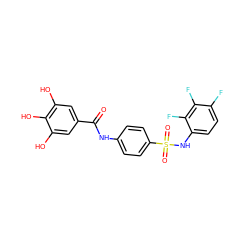 O=C(Nc1ccc(S(=O)(=O)Nc2ccc(F)c(F)c2F)cc1)c1cc(O)c(O)c(O)c1 ZINC000043011113