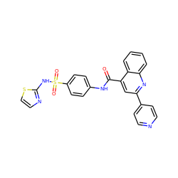 O=C(Nc1ccc(S(=O)(=O)Nc2nccs2)cc1)c1cc(-c2ccncc2)nc2ccccc12 ZINC000006141509