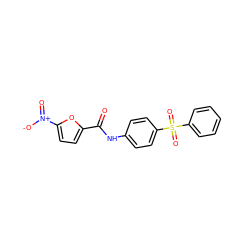 O=C(Nc1ccc(S(=O)(=O)c2ccccc2)cc1)c1ccc([N+](=O)[O-])o1 ZINC000198454513