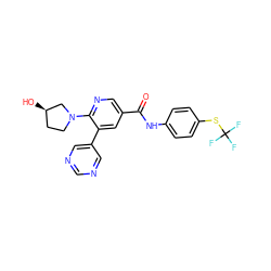 O=C(Nc1ccc(SC(F)(F)F)cc1)c1cnc(N2CC[C@@H](O)C2)c(-c2cncnc2)c1 ZINC000224232204