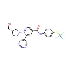 O=C(Nc1ccc(SC(F)(F)F)cc1)c1cnc(N2CC[C@H](CO)C2)c(-c2cncnc2)c1 ZINC000224446978