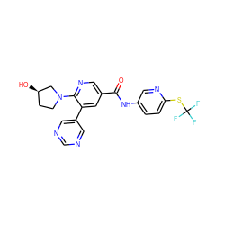 O=C(Nc1ccc(SC(F)(F)F)nc1)c1cnc(N2CC[C@@H](O)C2)c(-c2cncnc2)c1 ZINC001772654893