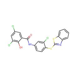 O=C(Nc1ccc(Sc2nc3ccccc3s2)c(Cl)c1)c1cc(Cl)cc(Cl)c1O ZINC000004005594