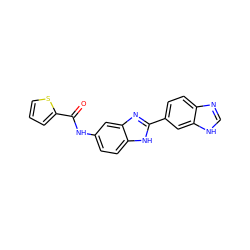 O=C(Nc1ccc2[nH]c(-c3ccc4nc[nH]c4c3)nc2c1)c1cccs1 ZINC000013108231