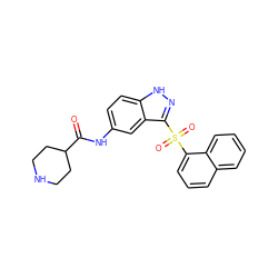 O=C(Nc1ccc2[nH]nc(S(=O)(=O)c3cccc4ccccc34)c2c1)C1CCNCC1 ZINC000035285409