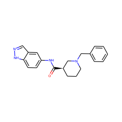 O=C(Nc1ccc2[nH]ncc2c1)[C@@H]1CCCN(Cc2ccccc2)C1 ZINC000028642643