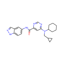 O=C(Nc1ccc2[nH]ncc2c1)c1cc(N(CC2CC2)C2CCCCC2)ncn1 ZINC000043203220