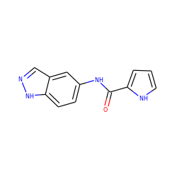 O=C(Nc1ccc2[nH]ncc2c1)c1ccc[nH]1 ZINC000078592051