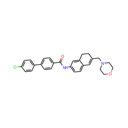 O=C(Nc1ccc2c(c1)CCC(CN1CCOCC1)=C2)c1ccc(-c2ccc(Cl)cc2)cc1 ZINC000072116504