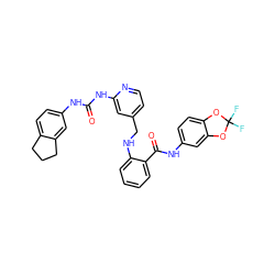 O=C(Nc1ccc2c(c1)CCC2)Nc1cc(CNc2ccccc2C(=O)Nc2ccc3c(c2)OC(F)(F)O3)ccn1 ZINC000028951826