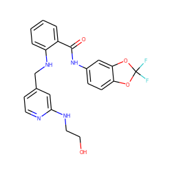 O=C(Nc1ccc2c(c1)OC(F)(F)O2)c1ccccc1NCc1ccnc(NCCO)c1 ZINC000028951797