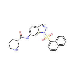 O=C(Nc1ccc2cnn(S(=O)(=O)c3cccc4ccccc34)c2c1)[C@H]1CCCNC1 ZINC000040937384