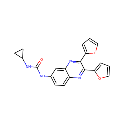 O=C(Nc1ccc2nc(-c3ccco3)c(-c3ccco3)nc2c1)NC1CC1 ZINC000000780592