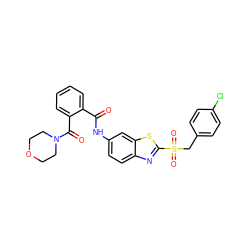 O=C(Nc1ccc2nc(S(=O)(=O)Cc3ccc(Cl)cc3)sc2c1)c1ccccc1C(=O)N1CCOCC1 ZINC001772597448